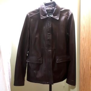 Mens Eddie Bauer Brown Leather Jacket,Size Large